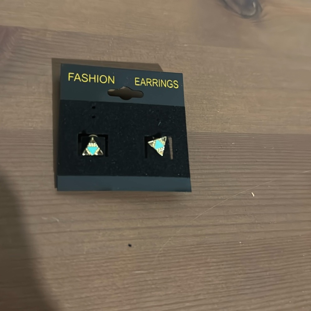 Gold tone & turquoise looking post earrings
